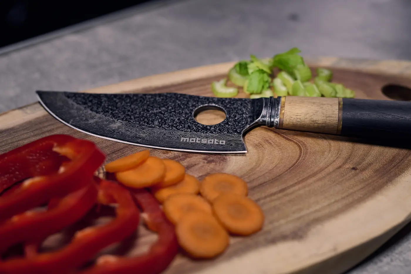 Full blade detail of the hand-forged knife