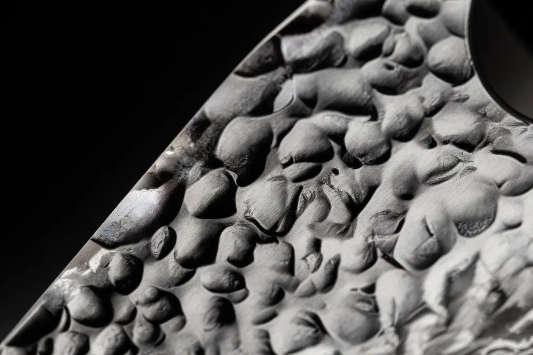 Hammered blade texture close-up